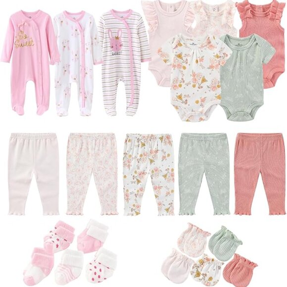 23 Piece New Born Bodysuits 100% Cotton Clothes Unisex...